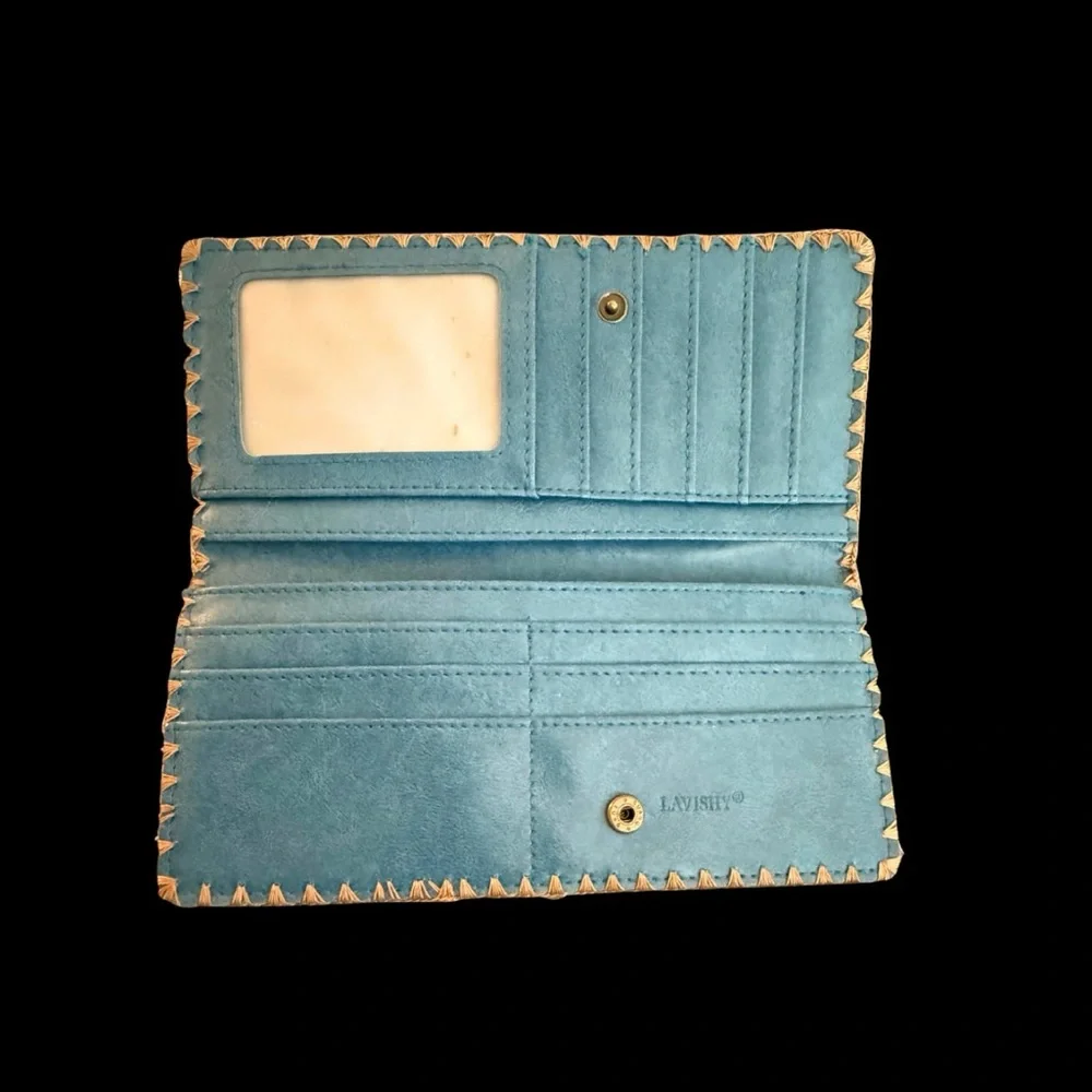 Festival Vibes Women’s‎ Blue Yellow Embroidered Vegan Wallet